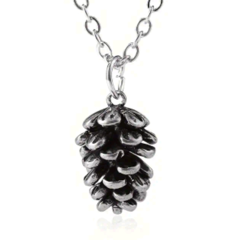 Silver Pinecone Pendant Necklace